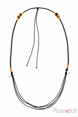 Halsketting met kralen - lengte 65 cm - koffie